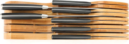 ROYALHOUSE Bamboo Knife Block Holder, 9 Knives Dock, In-Drawer Knife Drawer Organizer, Perfect for Home and Chefs, Premium Knife Holder, Gifts, Housewarming, Knives Not Included