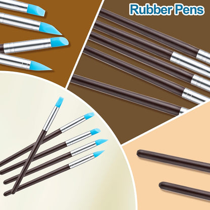 Amrules Clay Tools Kit, 12 PCS Polymer Clay Cutter Tools, Rectangle Shape Acrylic Press Board and Roller Pin Supplies Suitable for Shaping, Carving, Pottery Craft and DIY Projects