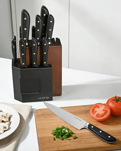 13 Piece Knife Set，Kitchen Knife Block Set，White stainless steel knife set with sharpener for Chopping, Slicing, Dicing & Cutting，Dishwasher safe