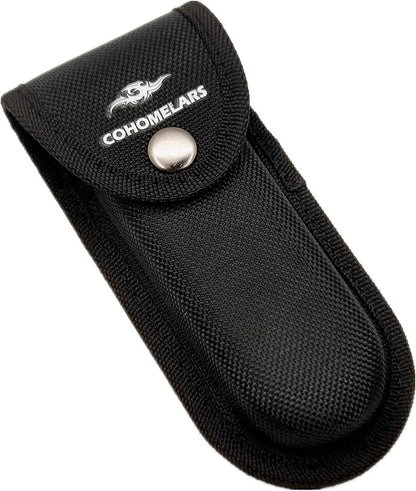 Multitool Belt Sheath for Leatherman, Gerber - Nylon Knife Pouch for Folding Knife - Snap Closure Knife Holder with Horizontally or Vertically Carry Belt Loop