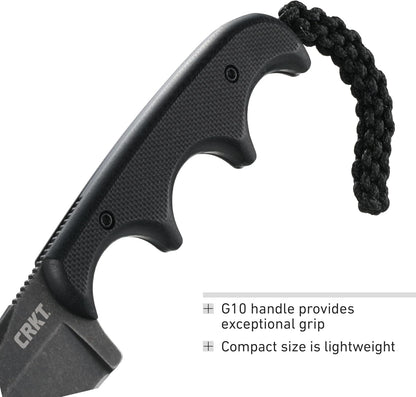 CRKT Minimalist Bowie Outdoor Survival Fixed Blade Knife with Sheath: Stainless Steel Plain Edge Blade, Micarta Handle, 2387