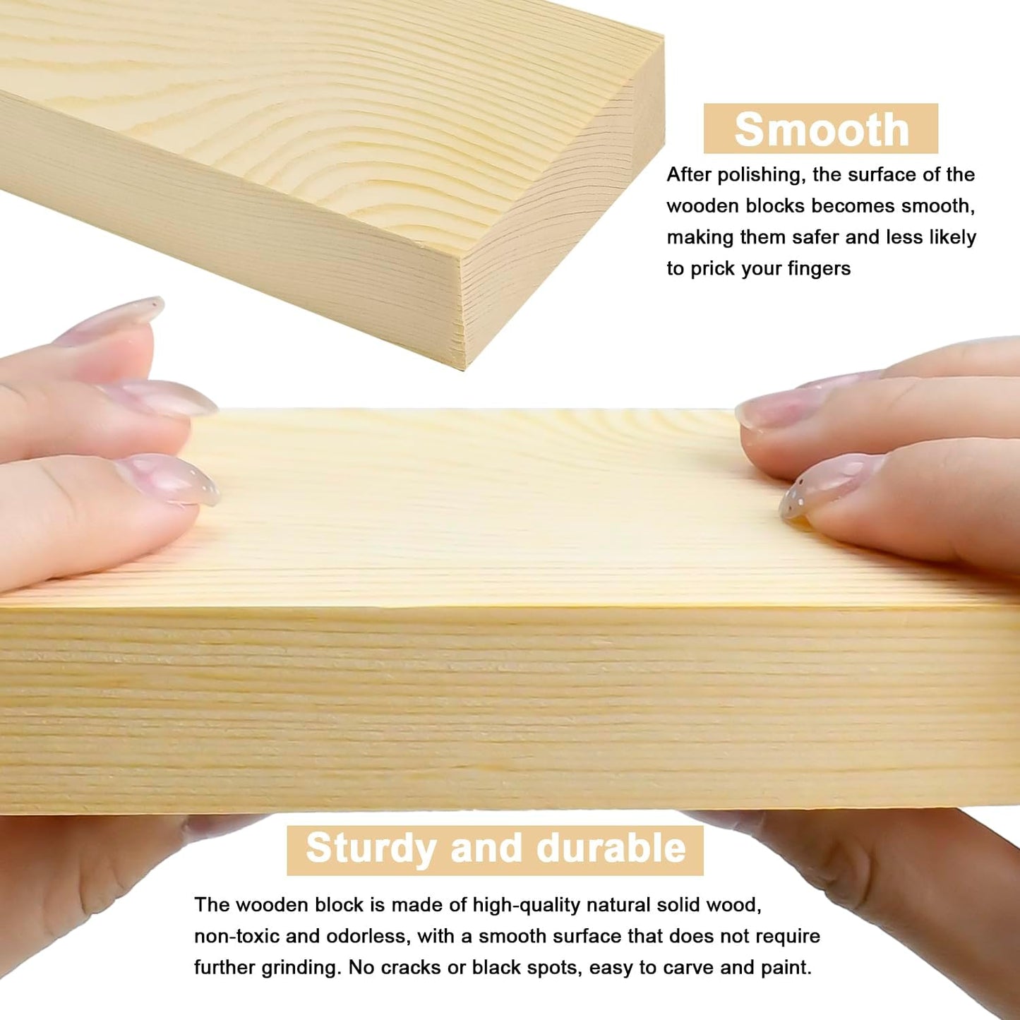 4 Pcs Unfinished Pine Wood Blocks, 3x10x1 Inch Wooden Block, Wood Carving Blocks for Crafting Home Crafts DIY Supplies Carving Crafting