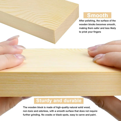 4 Pcs Unfinished Pine Wood Blocks, 3x10x1 Inch Wooden Block, Wood Carving Blocks for Crafting Home Crafts DIY Supplies Carving Crafting