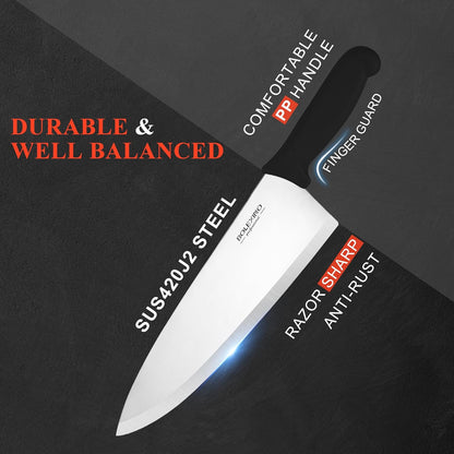 10 inch Japanese High Carbon Stainless Steel Chef Knife, Professional Sharp Wide Cook Knife with Non-slip Ergonomic Handle, for Kitchen Home Restaurant (Green)