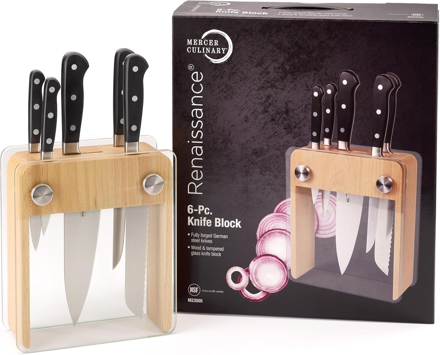 Mercer Culinary 8-Piece Renaissance Board 7 Magnetic Knife Set, 14 1/8 x 10 1/4, Stainless Steel