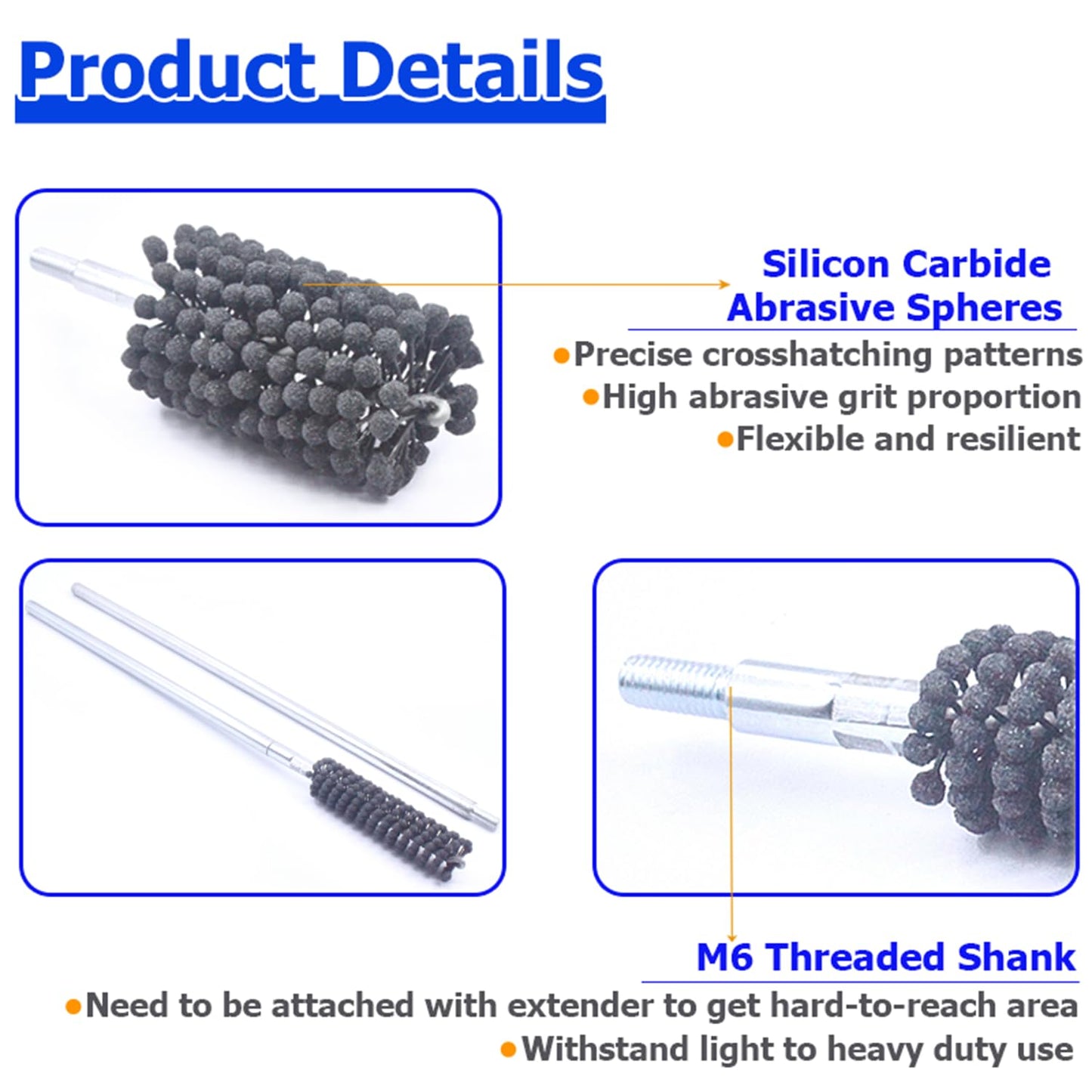 Garhgi 1-3/8" (35mm) Cylinder Honing Brush, 240 Grit Silicon Carbide Nylon Hone Tool, for Engine Cylinder Bore Deburring Finishing Deglazing Cleaning on Metals Steel Cast Iron