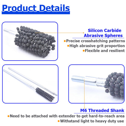 Garhgi 1-3/8" (35mm) Cylinder Honing Brush, 240 Grit Silicon Carbide Nylon Hone Tool, for Engine Cylinder Bore Deburring Finishing Deglazing Cleaning on Metals Steel Cast Iron