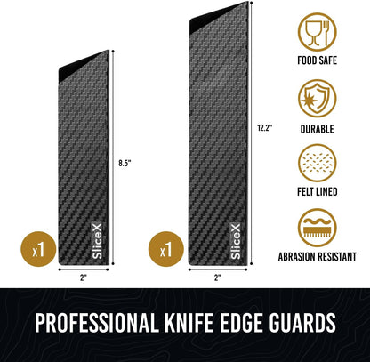 Knife Sheaths for Kitchen Knives 8"-12" Universal Knife Edge Guards Set | Cover with Extra Strength | BPA-Free Guards | Non-toxic and Food Safe (2 Pcs)