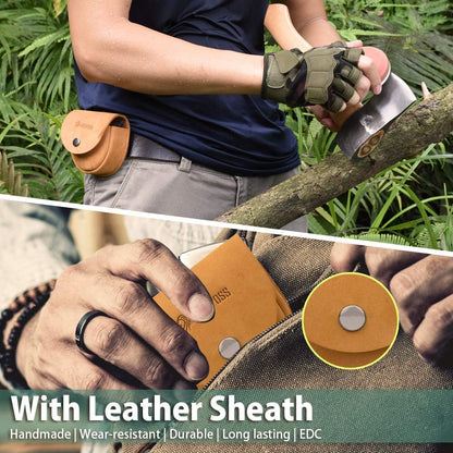 NedFoss Axe/Hatchet Sharpening Puck Whetstone Knife Sharpening Stone, Dual Grit Multi-Purpose Sharpener with Sheath