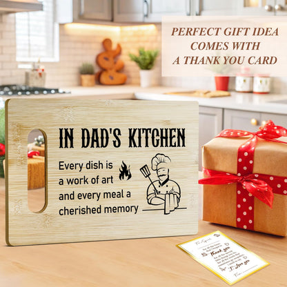 Best Dad Ever Bamboo Cutting Board, Grilling Gift For Men, Funny Charcuterie Boards for Home Kitchen Decor, Father's Day Birthday Gifts for Dad from Daughter Son -047