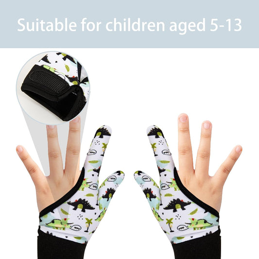 Yxmeiguo 4pcs Thumb Sucking Guard Gloves Kids Anti Thumb Sucking Glove Chewy Compression Thumb Sucking Stop Nail Biting Finger Biting Glove for Kids Thumb Guard for Ages 5-12