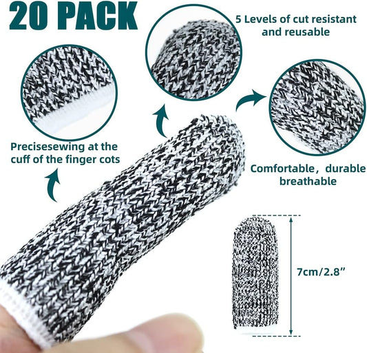 New Reusable Finger Sleeve Protectors Anti-Slip Cut Resistant Finger Cots, 12 Pack 5 Level Thumb Fingertips Protection Cots Protectors Guards Glove Life Extender Finger Covers for Kitchen Work Cuts