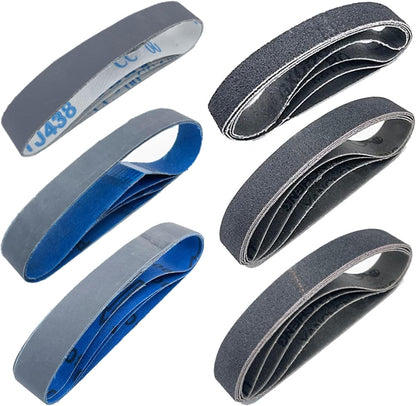 1x30 Inch Silicon Carbide Sanding Belts, 4 PCS Each of 80,120, 240, 400, 800,1000 Grits Knife Sharpening Belt Kits for 1 x 30 Inch Belt Sander, 24 Pack