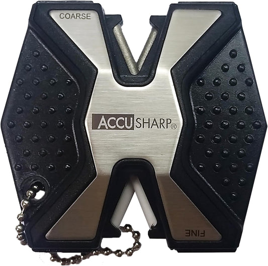 AccuSharp 2-Step Coarse and Fine Rods Knife Sharpener, Hones, Restores & Sharpens Kitchen Knives and All Types of Blades, Keychain Pull Through Knife Sharpener, Blaze Orange