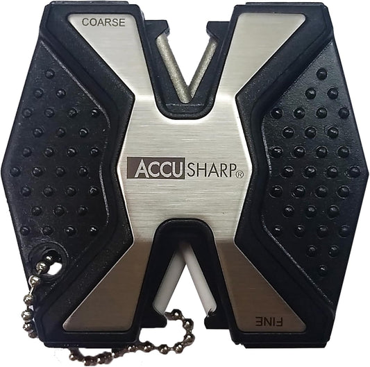 AccuSharp 2-Step Knife Sharpener - Sharpens, Restores, & Hones - 2-Step Coarse and Fine Rods for Kitchen Knives & All Types of Blades - Keychain Pull Through Knife Sharpener - Blue