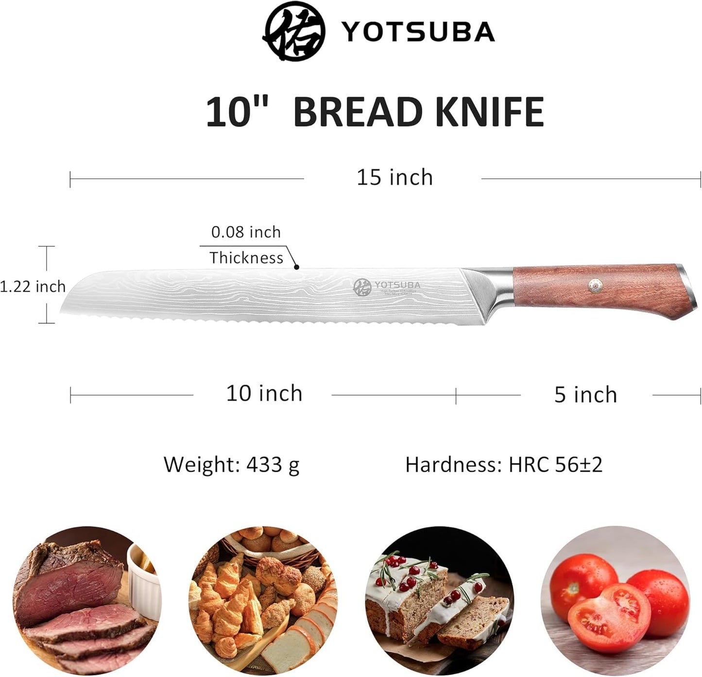 YOTSUBA Steak Knives Set of 6, Razor-Sharp 4.5 Inch Japanese Serrated Steak Knife Set, Full Tang Forged High Carbon Steel Dinner Knives with Ergonomic Handle and Gift Box