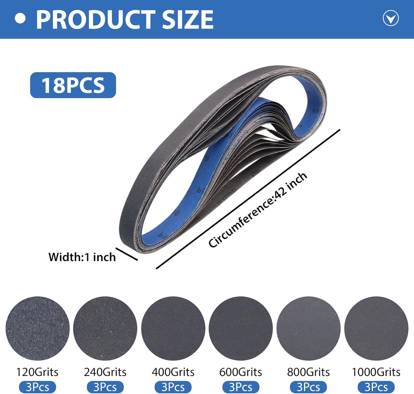 1x30 Inch Silicon Carbide Sanding Belts, 4 PCS Each of 80,120, 240, 400, 800,1000 Grits Knife Sharpening Belt Kits for 1 x 30 Inch Belt Sander, 24 Pack