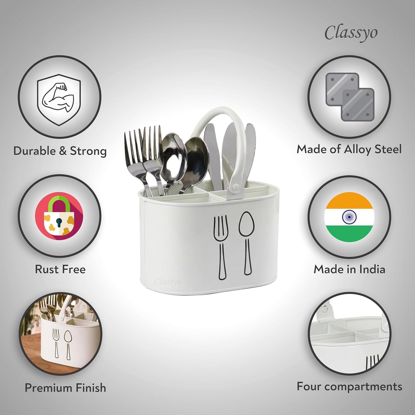 Silverware Holder for Countertop, Spoon Holder & Cutlery Organizer, Utensil Holder for Party, Flatware Caddy, Silverware Holder for Party (Ivory)