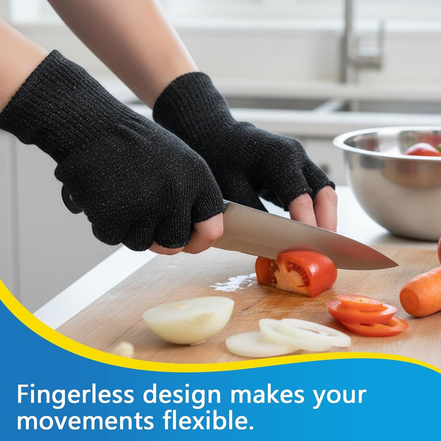 4 Pairs Fingerless Cut Resistant Gloves, High Safety Protection for Thin Skin, Kitchen, Gardening, Fishing & Outdoor Work