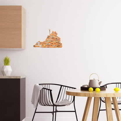 Totally Bamboo Tennessee State Shaped Cutting Board and Charcuterie Serving Platter with Artwork by Fish Kiss, Includes Hang Tie for Wall Display - Colors B