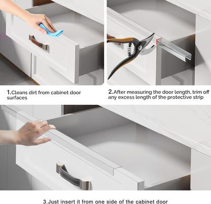 Snugly Fit 18" Length Cabinet Door Protector, Flexible Slip-On Plastic Edge Guard, Thin Transparent Edge Protectors to Prevent Wear, Chipping, Discoloration, Cabinet Bumpers, 3/4" Thick, 2 PCS