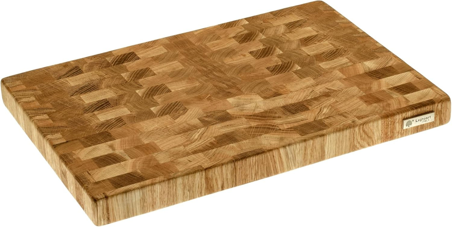 BUTCHER CHOPPING BOARD - END GRAIN NATURAL OAK WOOD 500X340X40 (19.67 x 13.38 x 1.57 inches)