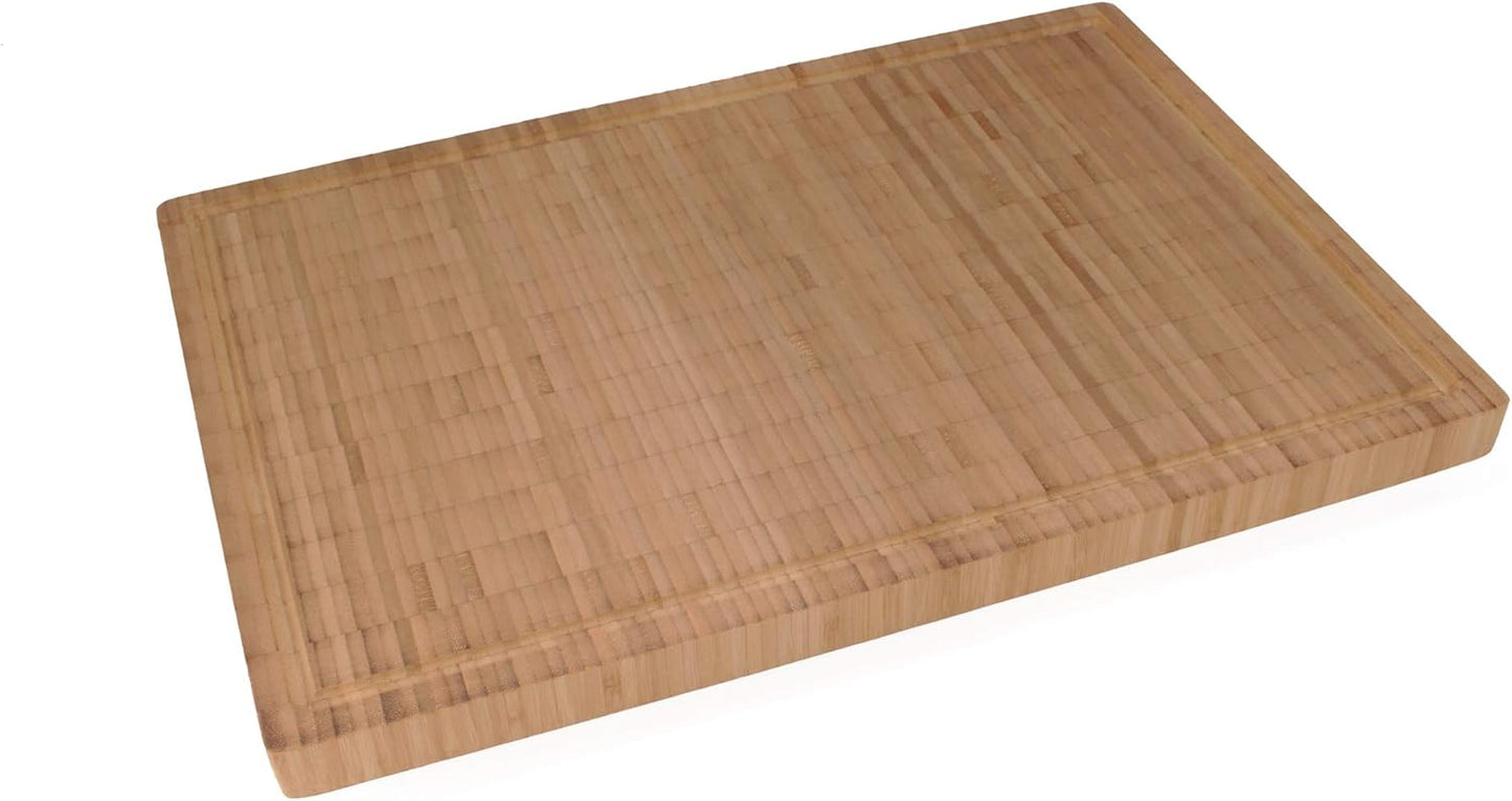 BambooMN Premium Bamboo End Grain Kitchen Cutting Board Flat - 7" x 7" x 1" - 1 Piece