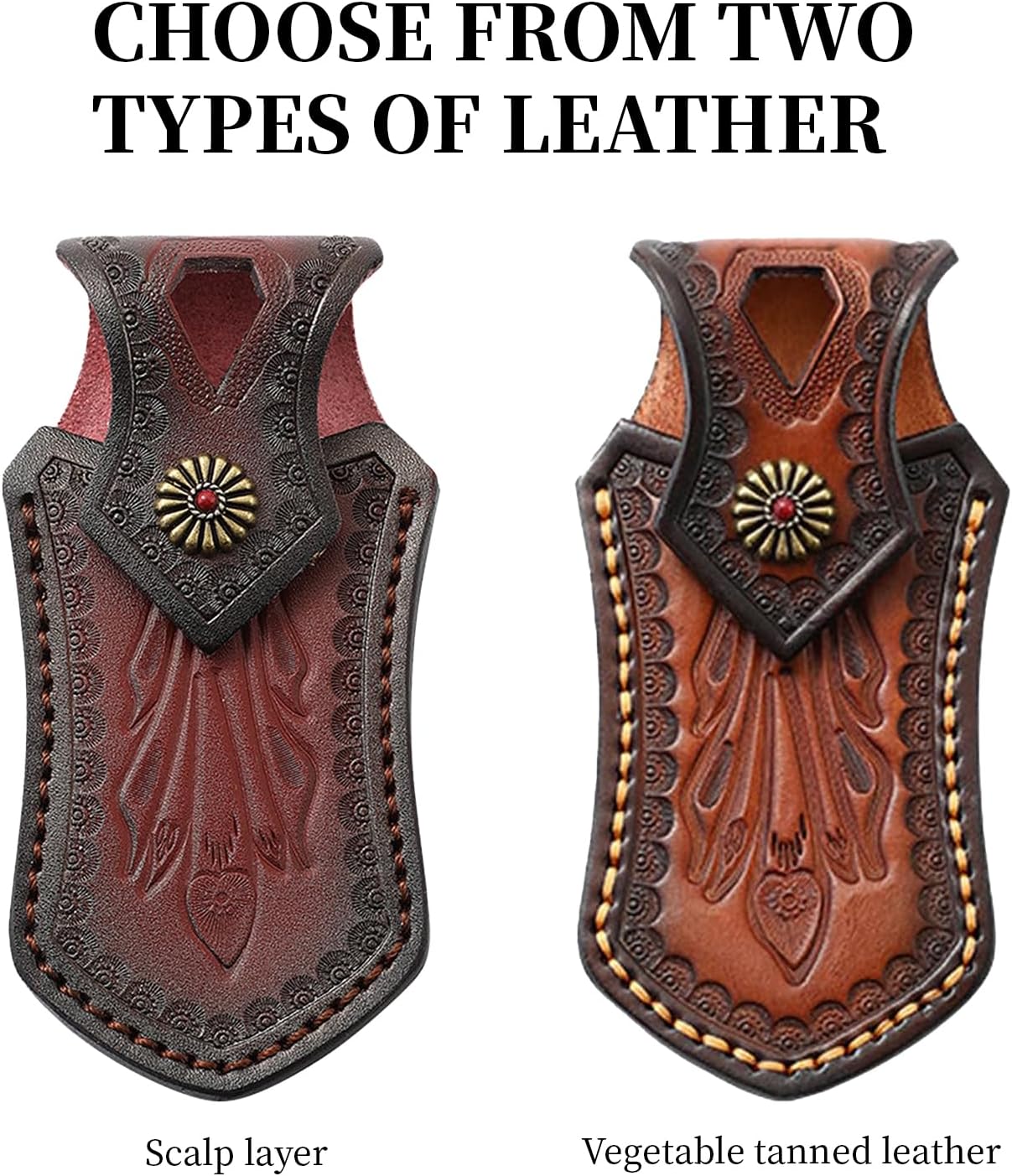 Leather Knife Pouch for Folding Knives,Pocket Knife Belt Sheath,EDC Tool Pouch Knife Case with Snap Closure and Loop,for Outdoor Hunting Camping, for 4.5" Knife