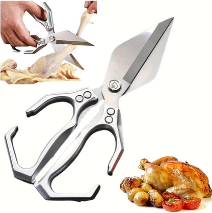 Multifunctional Heavy-Duty Kitchen Shears, Poultry Scissors with Ergonomic Handle, Dishwasher Safe Shears for Chicken, Meat, Seafood, Bone Cutting (Red)