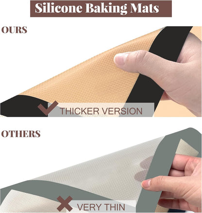 Silicone Baking Mat, 3 Pack Reusable Baking Sheet, Non-Stick ＆ Food Safe Silicone Mats for Baking for Making Cookies Macaroons Bread, Baking Supplies ＆ Accessories