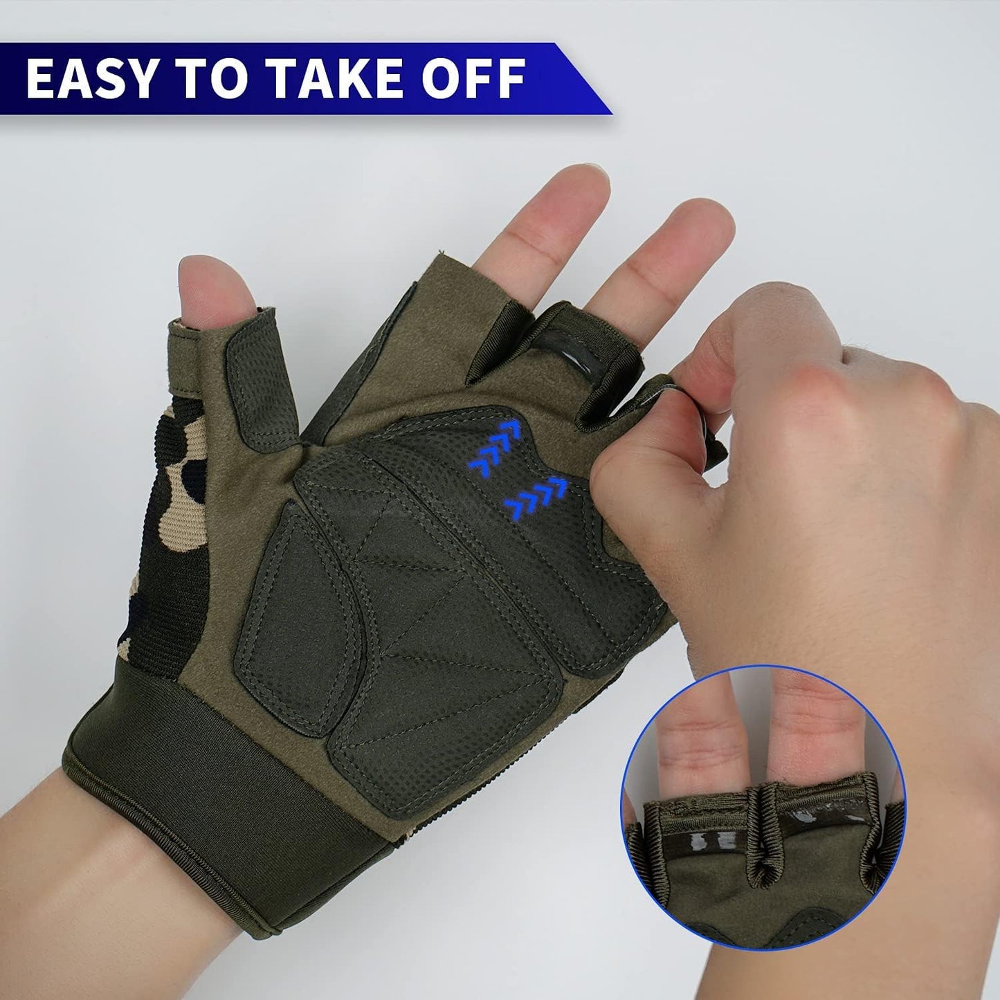 FIORETTO Fingerless Workout & Exercise Gloves for Gym, Weight Lifting, Airsoft, Shooting, Hunting, Hiking, Cycling, Driving, Motorcycle, Climbing M210603