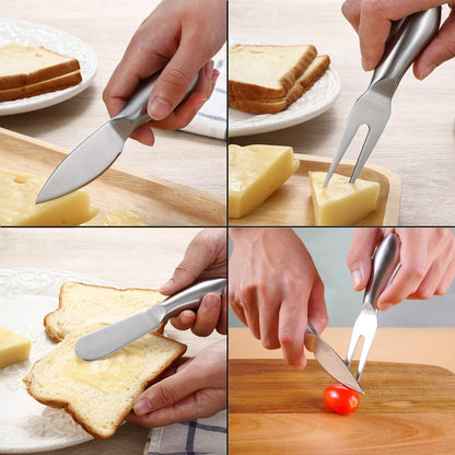 6-Piece Cheese Knife Set, Premium Stainless Steel Cheese Knives with Gift Box, Cheese and Charcuterie Board Collection matching tools (cheese knife set of 6)
