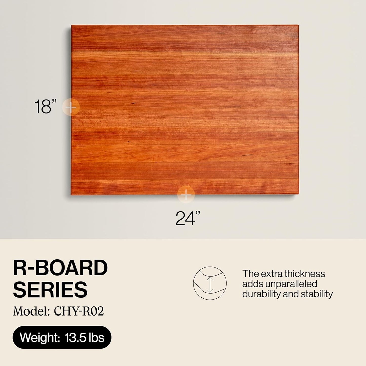 John Boos R-Board Series Rectangular Wooden Maple Cutting Board 20”x15” – 1.5” Thick, 12-lb Reversible Butcher Block with Edge-Grain & Finger Grips – Made in the USA