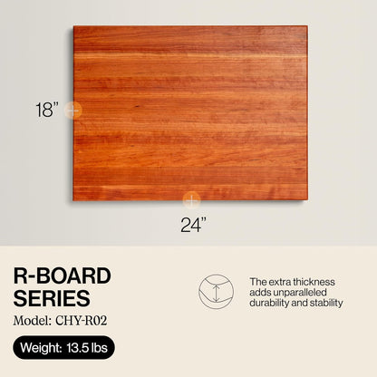 John Boos R-Board Series Rectangular Wooden Maple Cutting Board 20”x15” – 1.5” Thick, 12-lb Reversible Butcher Block with Edge-Grain & Finger Grips – Made in the USA