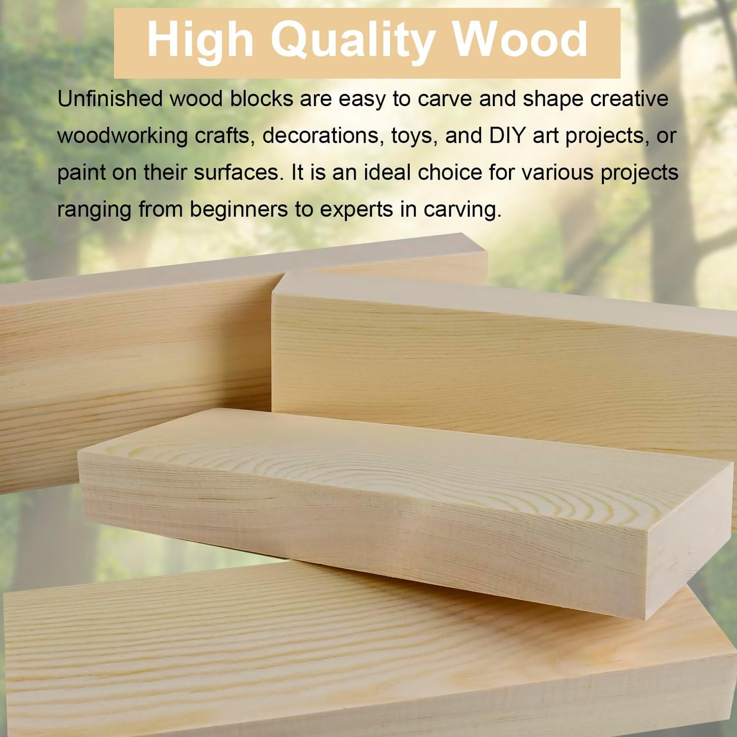 4 Pcs Unfinished Pine Wood Blocks, 3x10x1 Inch Wooden Block, Wood Carving Blocks for Crafting Home Crafts DIY Supplies Carving Crafting
