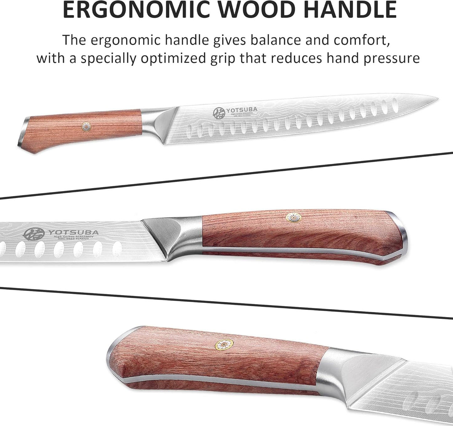 YOTSUBA Steak Knives Set of 6, Razor-Sharp 4.5 Inch Japanese Serrated Steak Knife Set, Full Tang Forged High Carbon Steel Dinner Knives with Ergonomic Handle and Gift Box