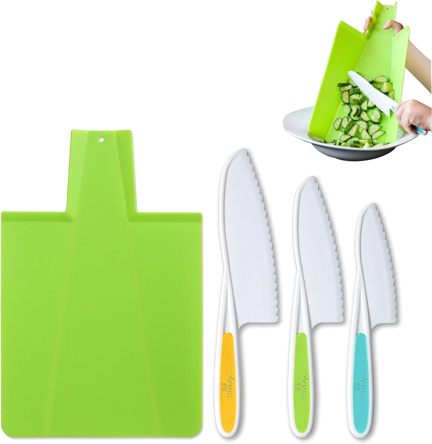 TOVLA JR. Premium Montessori Kid-Safe Knife & Cutting Board Set – Real Kitchen Tools for Toddlers & Young Kids Learning to Cook, Safe & Easy for Begin...