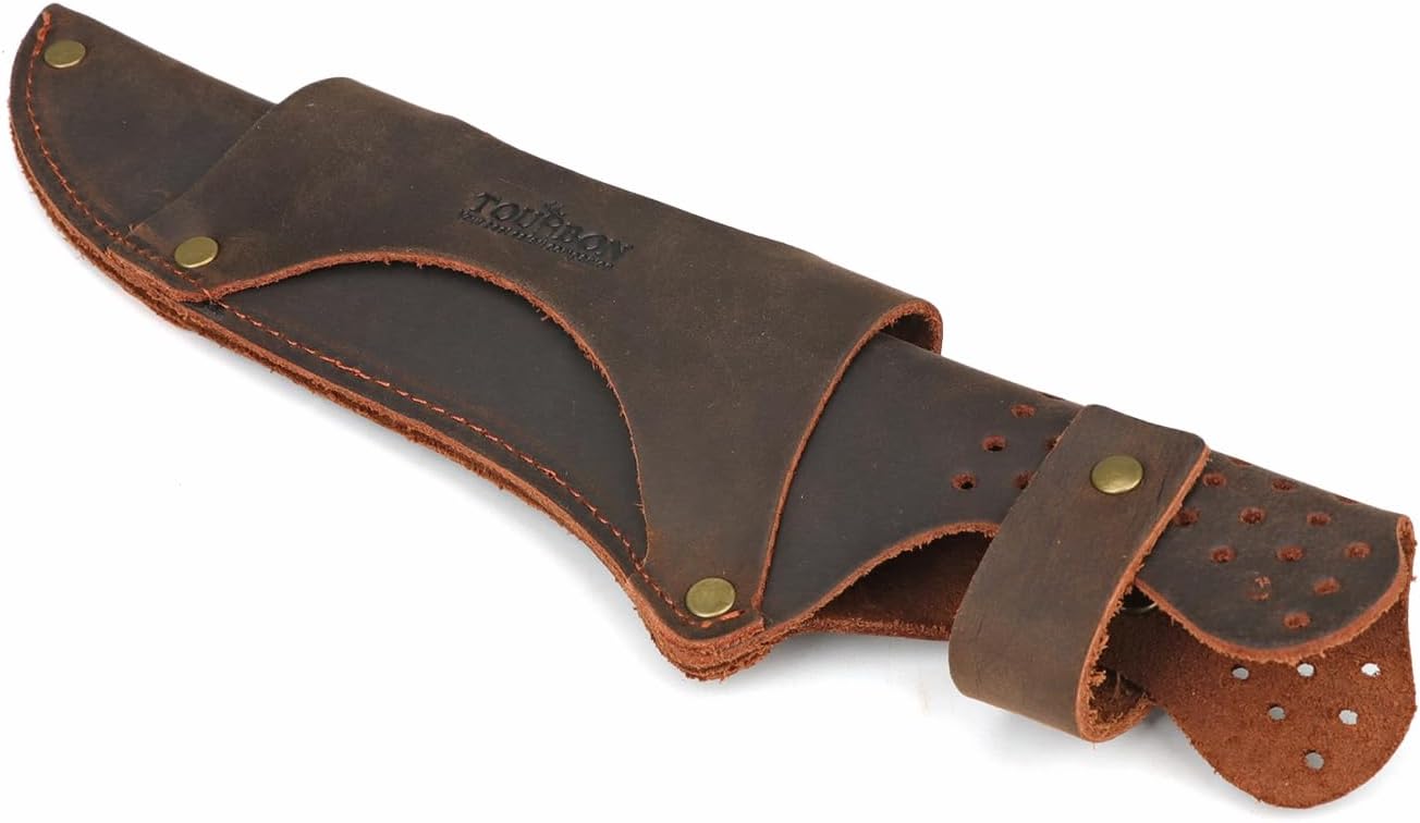 Tourbon Leather Knife Sheath with Belt Loop for Horizontal Vertical Carry of Fixed Blade Knife EDC Compact Draw Knife Holster