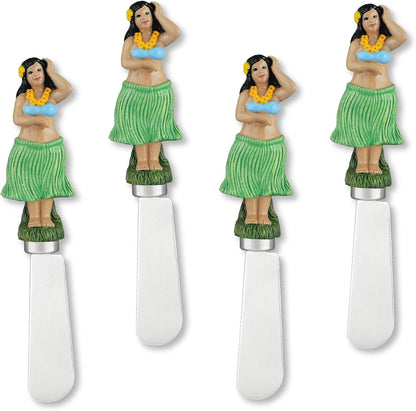 UP UPware Black Lighthouse Cheese Spreaders, Hand-Painted Resin Handles with Stainless Steel Blades for Spreading Cream Cheese, Butter, Jam, or Sandwich, Set of 4