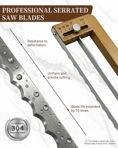 Adjustable Bread Knife & Slicer for Homemade Bread and Sourdough Loaves, Serrated Stainless Blade, 1/4- to 2-Inch Thickness Guide, Includes Bread Lame Scoring Tool