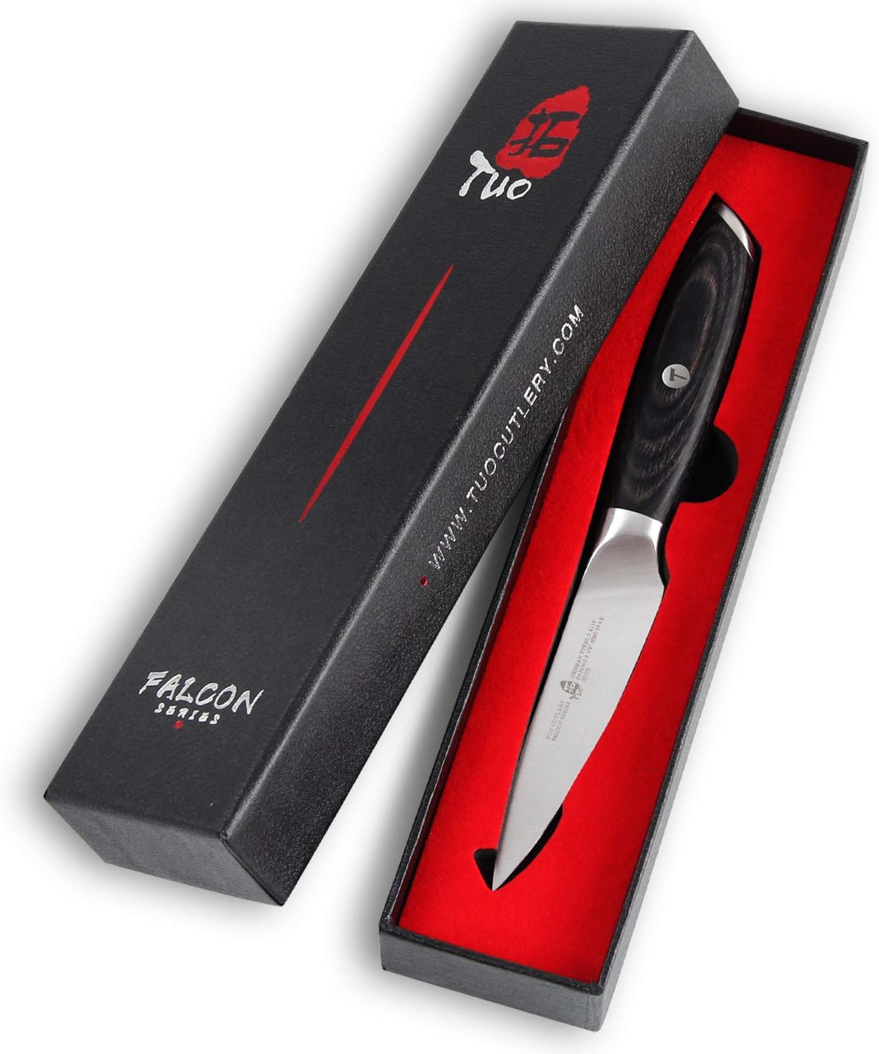 TUO Paring Knife 3.5 Inch - Ultra Sharp Peeling Knife - High Carbon Stainless Steel - Full Tang G10 Handle with Gift Box - Black Hawk S Series