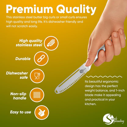 Simple preading Magic Butter Knife Spreader and Curler - Complete Your Kitchen Knives Set, Curl Your Butter with Ease 3 Different Ways