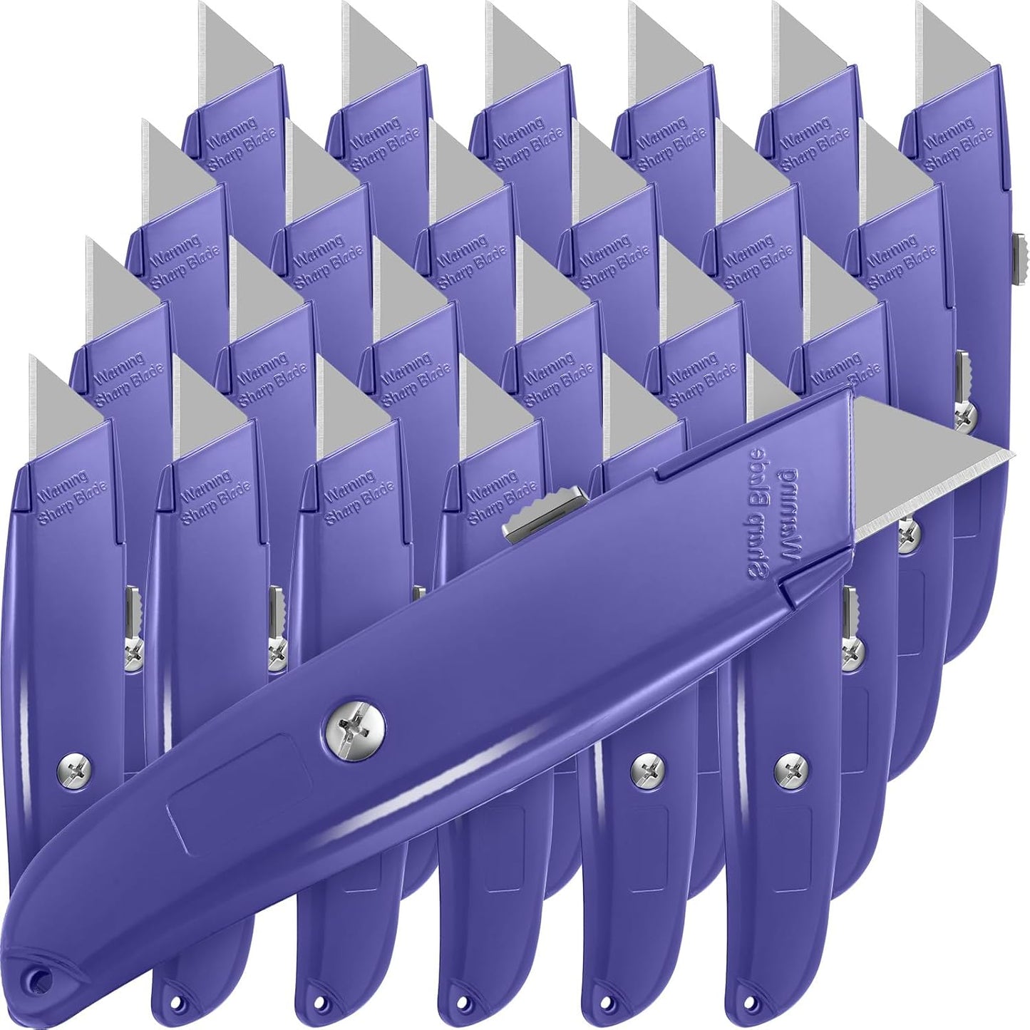 Reginary 20 Pcs Box Cutter Bulk Retractable Utility Knife Heavy Duty Aluminum Alloy Razor Knife for Cardboard Box Carton Opener for DIY, Factory, Home Office(Yellow)