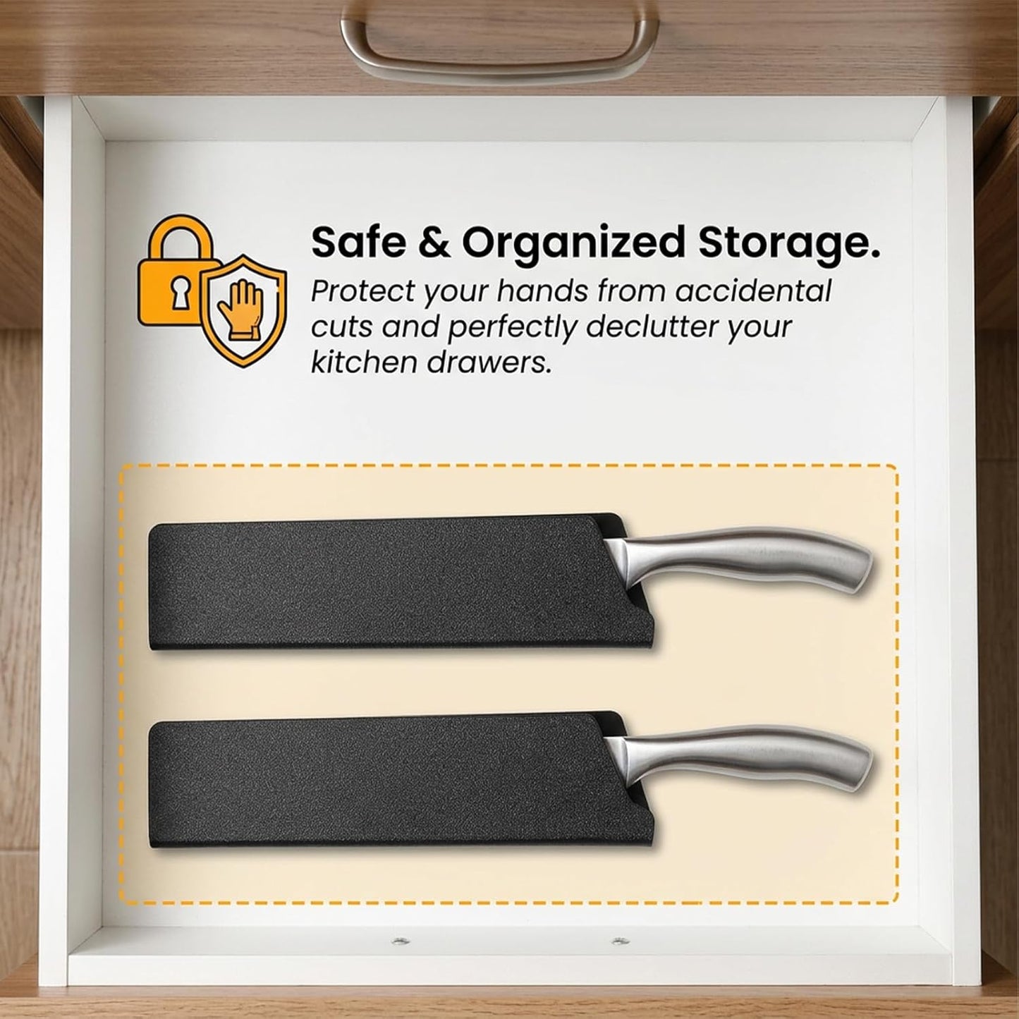 Chef Knife Sheath Plastic Knife Cover 8" x 2.2" Knives Edge Guard Protector 2 Pcs Universal Knives Sleeves for Home Kitchen, Black