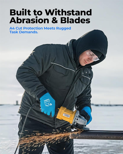 toolant Waterproof Winter Work Gloves for Men and Women, ANSI A4 Cut Resistant Freezer Gloves for Outdoor Cold Weather