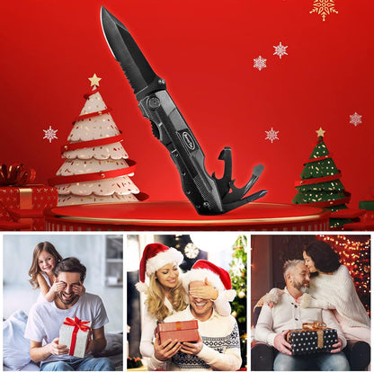 RoverTac Pocket Knife, 15-in-1 Multitool with Pliers, Bottle & Can Opener, 9 Screwdriver Bits, Locking Mechanism & Nylon Sheath - EDC Multi Tool for Camping, Hiking & DIY, Gift for Men & Dad