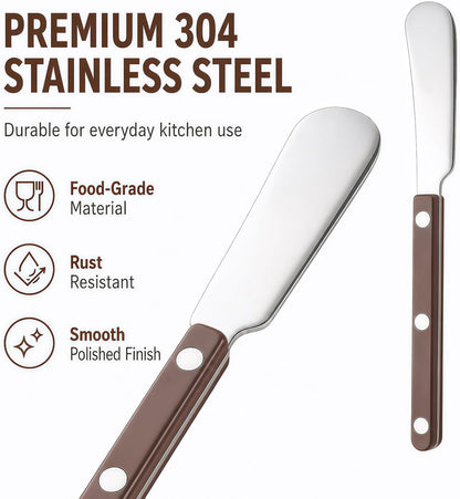 4PCS Stainless Steel Butter Knives Set: 6.3 Inch Cheese Spreader 304 Stainless Steel with Ergonomic Handle for Cheese, Butter & Jam (green)
