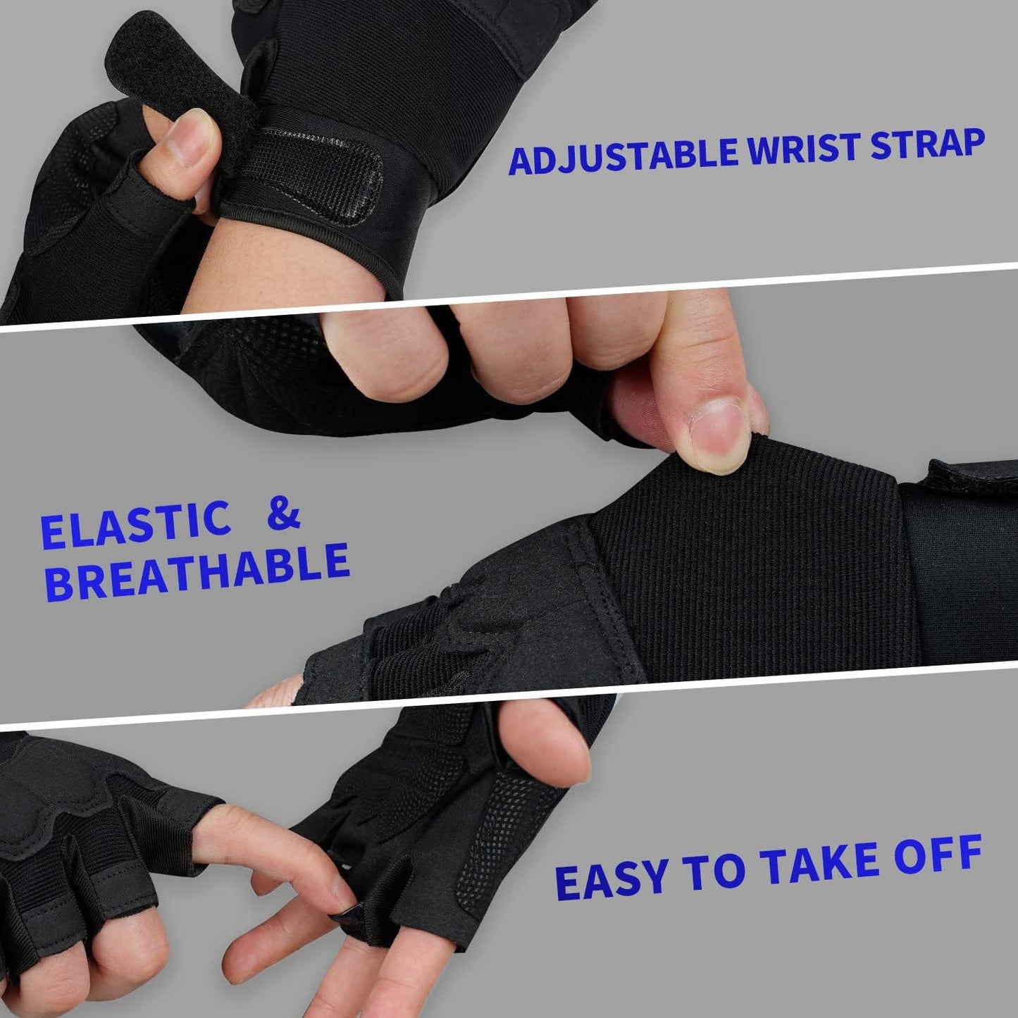 FIORETTO Fingerless Workout & Exercise Gloves for Gym, Weight Lifting, Airsoft, Shooting, Hunting, Hiking, Cycling, Driving, Motorcycle, Climbing M210603