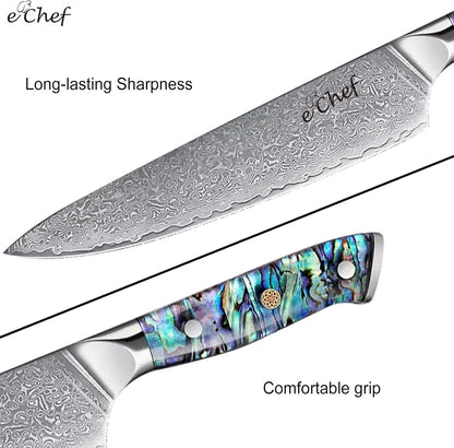 5-Inch Multifunctional Knife, 67-Layer Damascus VG-10 Steel, Abalone Handle, Sharp Knife for Fruits & Vegetables, Gift Box(5-inch utility knife)