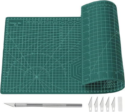 Self Healing 18"X12" Cutting Mat, A3 Sewing Mat Rotary Double Sided Thickened Mats for Crafts, for Sewing Crafts Hobby Fabric Precision Scrapbooking Project,Green